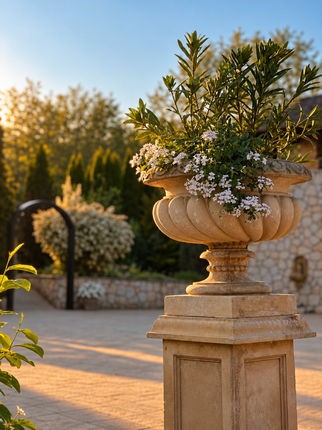 Flower urn in the estate garden