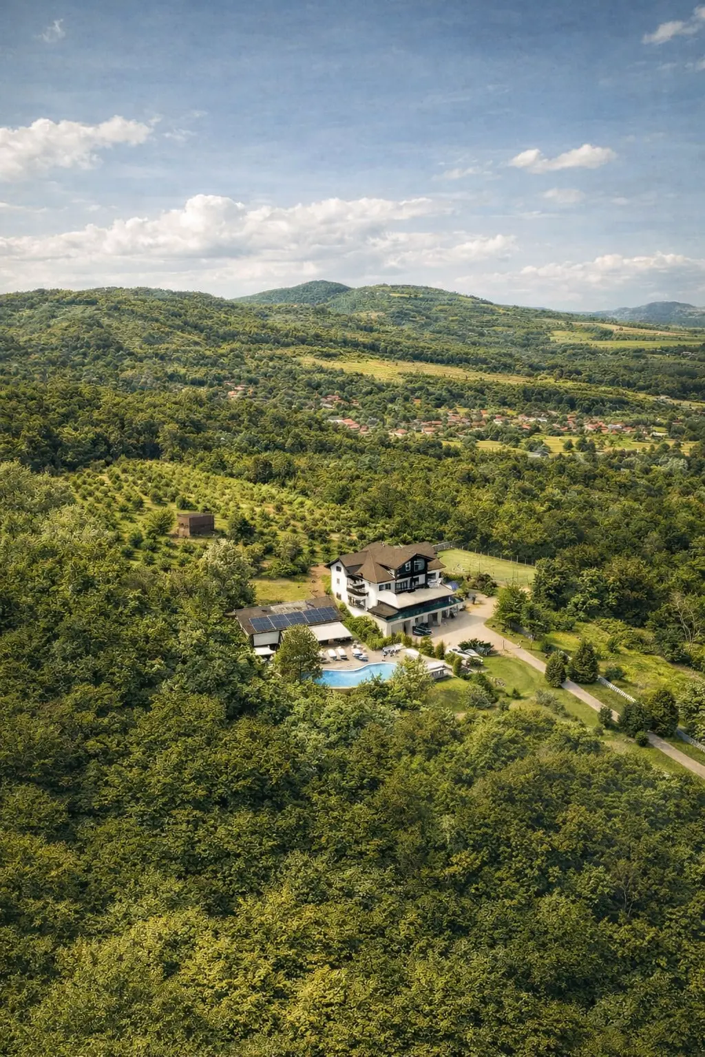 Aerial view of Manoria Estate in summer